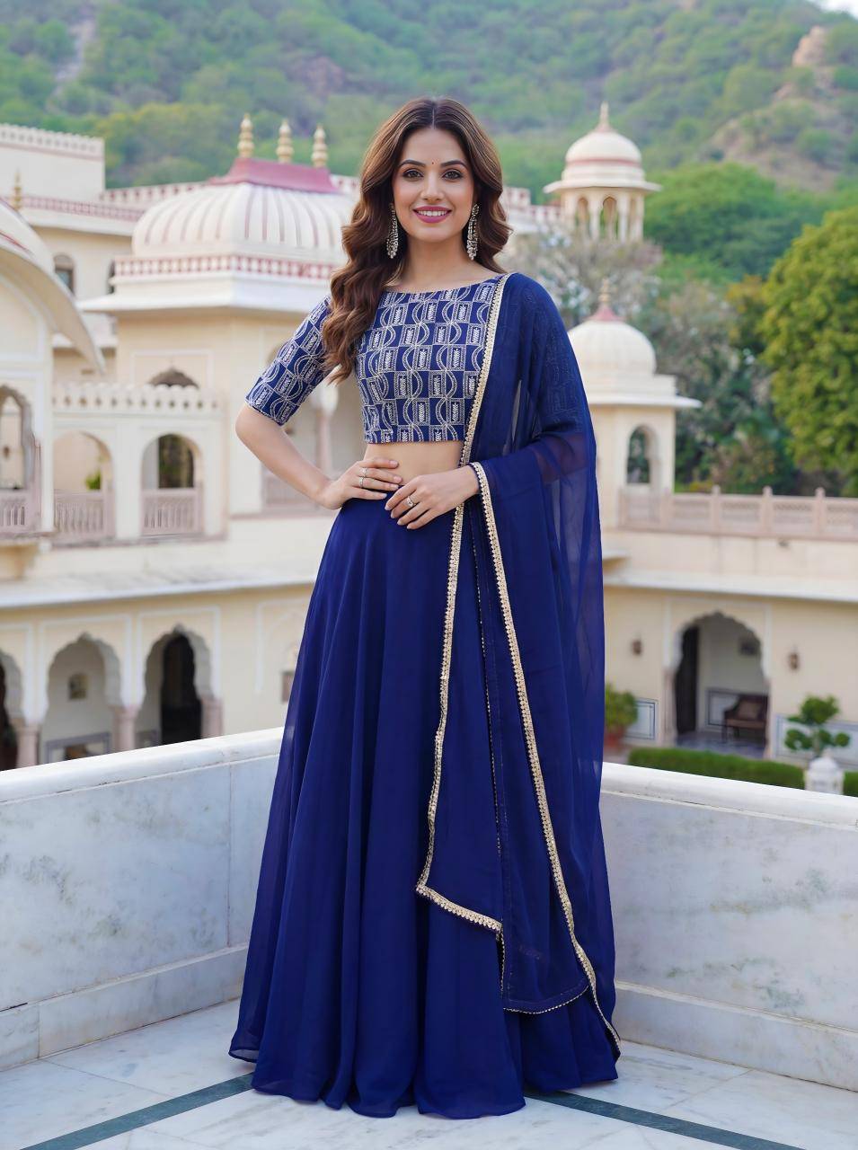Deep Georgette vol 32 Blue Lehenga choli manufacturers in Ahmedabad